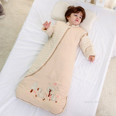 2.5Tog3.5Tog ผ้าฝ้ายอินทรีย์ Unisex เด็กแขนยาวถุงนอนสวมใส่ผ้าห่มอุ่น Sleepsack Nest Nightgowns ชุดเครื่องนอน