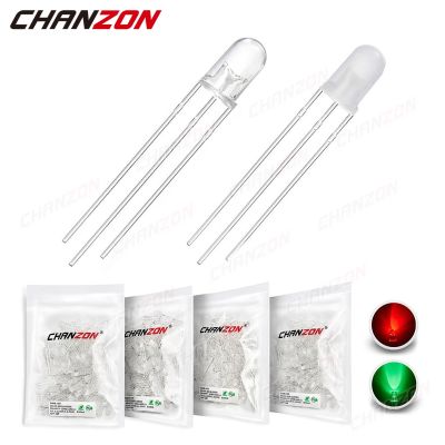 100pcs 5mm LED Light Emitting Diode Lamp Bulb Bicolor Red Green Common Anode Cathode Transparent Diffused Micro Indicator 3V Electrical Circuitry Part