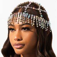 【CW】 Luxury Rhinestone Forehead Headpiece Tassel Bridal Chain for Hair Pieces Headwear Accessories Hat