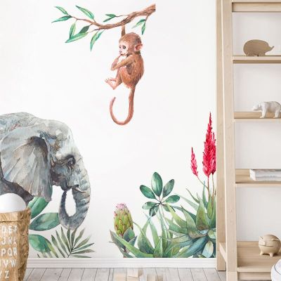 Large Jungle Animals Wall Stickers for Kids Rooms Bedroom Decorartion Childrens Room Wallpaper Animals Poster Wall Decor Vinyl