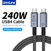 Unnlink 8K 60Hz Thunderbolt 4ประเภท C USB 4 PD 240W เร็ว40Gbps เสื้อชั้นในไนลอนถ่ายโอนข้อมูลสำหรับ Macbook