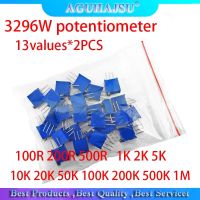 3296W potentiometer 13values*2PCS 100R 200R 500R   1K 2K 5K 10K 20K 50K 100K 200K 500K 1M Variable resistors set WATTY Electronics