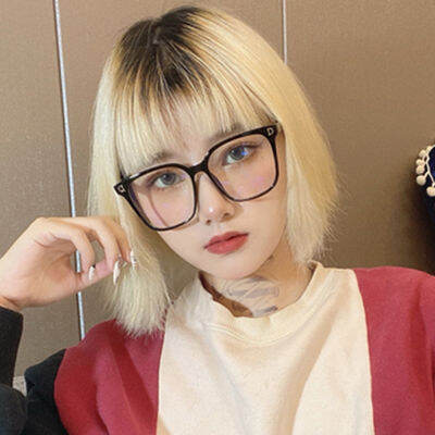 Anti-radiation Computer Glasses Frame Retro Transparent Big Frame Eyeglasses Fashion Square Optical Sexy Women Eyewear Men Black Glasses Clear Lenses Wild Eyewear Can Be Equipped with Myopia Glasses