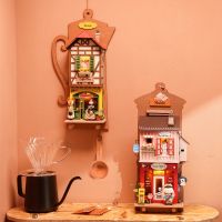 Store Warranty Robotime Rolife Four Kinds DIY Animal Store Series Wooden Wall Hanging Miniature House With Furniture Doll House Kits Toy DS