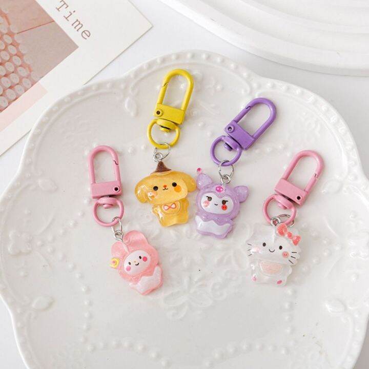 QUEFEISHOP Pompom Purin Kuromi Keychain KT Cat Pachacco My Melody ...