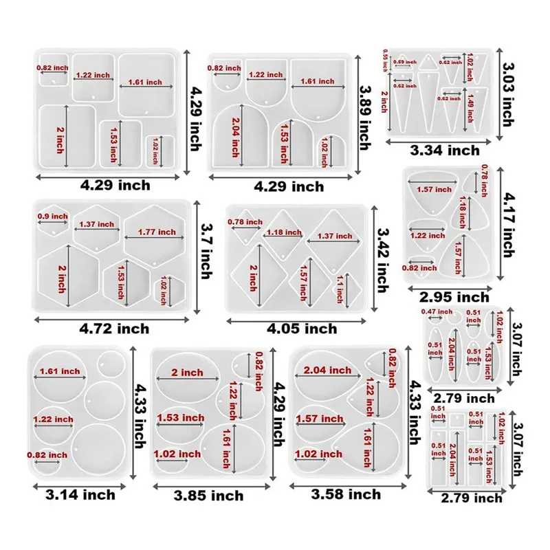 11Pcs Resin Molds Jewelry Earrings Silicone Molds for Epoxy Resin