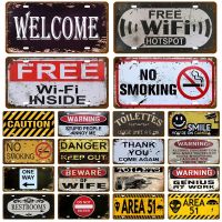 【hot】ↂ❅  Toile Smile WIFI License Plate Store Wall Restrooms Tin Sign Road Guide Metal Painting Plaques Poster