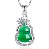 Onyx Green jade pendant necklaces for women emerald gemstones white silver color choker diamonds elegant party jewelry gift