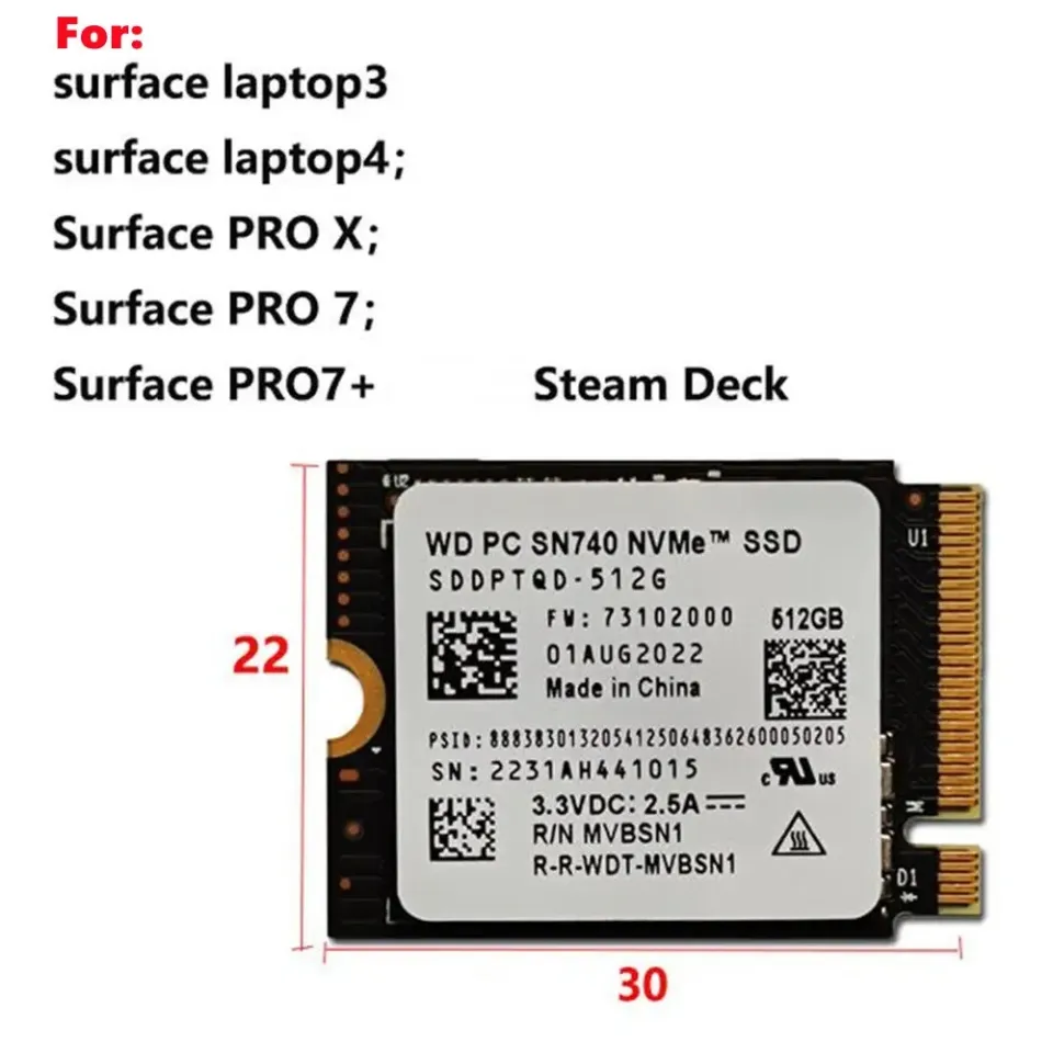 Western Digital WD SN740 2TB 1TB 512GB M.2 SSD 2230 NVMe PCIe Gen