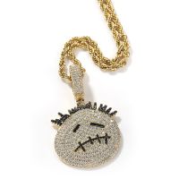 Hip Hop 3A+ CZ Stone Paved Bling Iced Out Small Thorn Head Cartoon Character Pendants Necklaces for Men Rapper Jewelry Gift Fashion Chain Necklaces