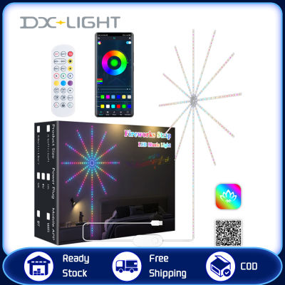 DX-LIGHT ไฟประดับนางฟ้าแถบไฟ LED 210ดวงสำหรับบ้านโคมไฟสีในฝัน5050ไฟแถบ RGB ไฟ LED ดอกไม้ไฟอัจฉริยะยืดหยุ่นได้ไฟซิงค์เสียงเพลงพร้อมแอปรีโมทคอนโทรล DC 5V