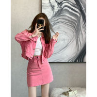 Fashion Denim Suit Female Korean Denim Short Jacket A-line Skirt Two-piece Suit for Ladies