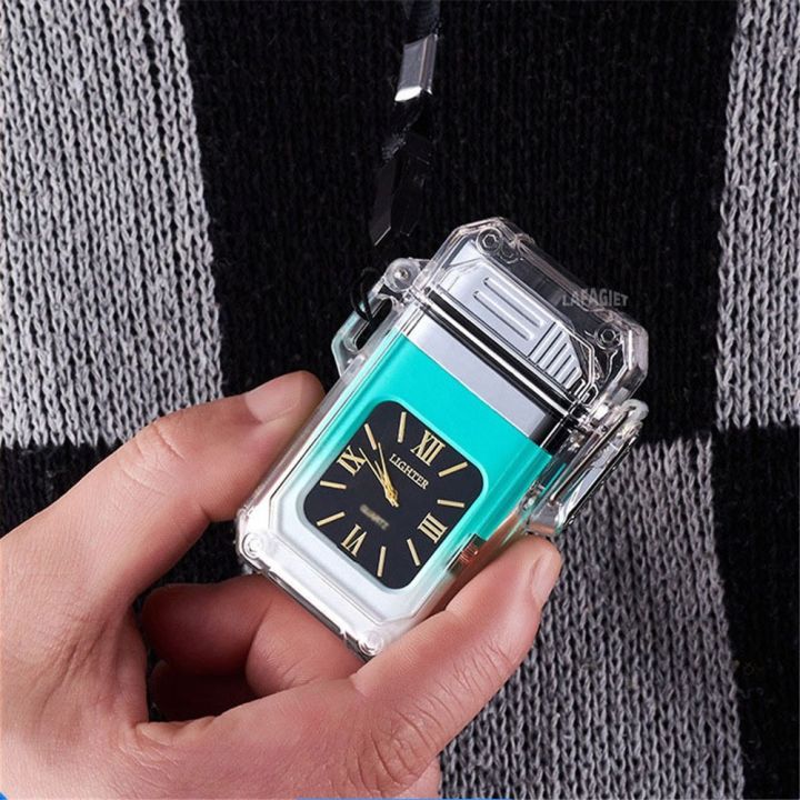 zzooi-new-double-arc-lighter-outdoor-watch-rechargeable-windproof-waterproof-personality-trend-electronic-transparent-warehouse