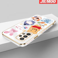 JIUMOO เคสปลอกสำหรับ Samsung Galaxy A52 4G A52 5G A52s 5G ลายการ์ตูนยิ้มสัตว์ใหม่กรอบสี่เหลี่ยมพื้นผิวเคสซิลิกาเจลกันกระแทกเคสมือถือฝาครอบป้องกันเลนส์กล้องถ่ายรูปรวมทุกอย่าง