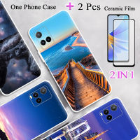 2 IN 1สำหรับ VIVO Y33S Y21 2021 Y21S กรณีนิ่ม TPU ซิลิโคนเคสโทรศัพท์ทาสีด้วยฟิล์มกันรอยกันกระแทกโค้ง