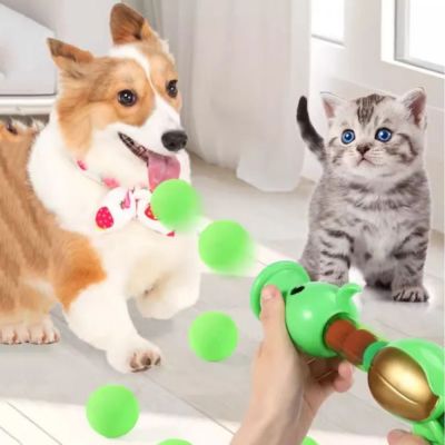 LINDSAY ADOLPH รูปทรงถั่วบอลสีสุ่มลูกบอลของเล่นแมวแบบโต้ตอบ,เครื่องยิงของเล่นลูกแมวที่ยืดหยุ่นได้เครื่องยิงพลาสติกถั่วลันเตาตามหลักอากาศพลศาสตร์สำหรับแมว