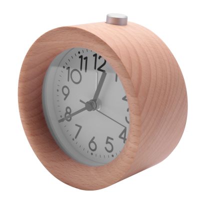 Wooden Clock Snooze Bedside Kids Alarm Clock Circular Needle Backlight Desktop Clock Silent Wood with Desk Lamp