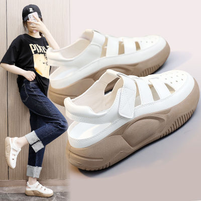 New Hollow-out Sandals for Women 2023 Summer Fashionable Casual Breathable Platform Elevator Wild White Shoes Skate Shoes