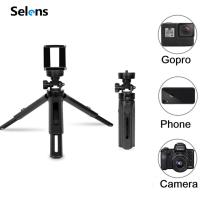 Selens ขาตั้งกล้องเล็กๆพับ PortableTable Stand Grip Gimble Stabilizer สำหรับกล้องดิจิตอล DSLR Selfie Vlog กล้องวิดีโอขาตั้งกล้องโทรศัพท์โทรศัพท์มือถือไฟ LED