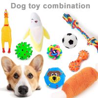 4 Pcs Dog Toys Pet Ball Bone Rope Squeaky Plush Toys Kit Puppy Lnteractive Molar Chewing Toy For Small Large Dogs Pug Supplies Toys