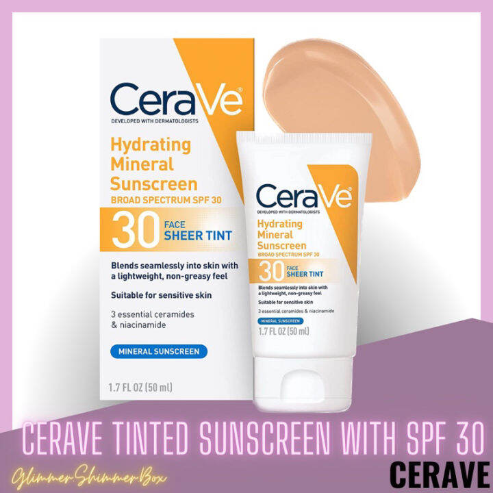 【COD】 CeraVe Tinted Sunscreen with SPF 30 Hydrating Mineral Sunscreen
