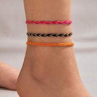 13 Colors Boho Ethnic Colorful Handmade Braid Rope Chain Anklet Bracelet for Women Summer Beach Ankle Barefoot Y2K Foot Jewelry