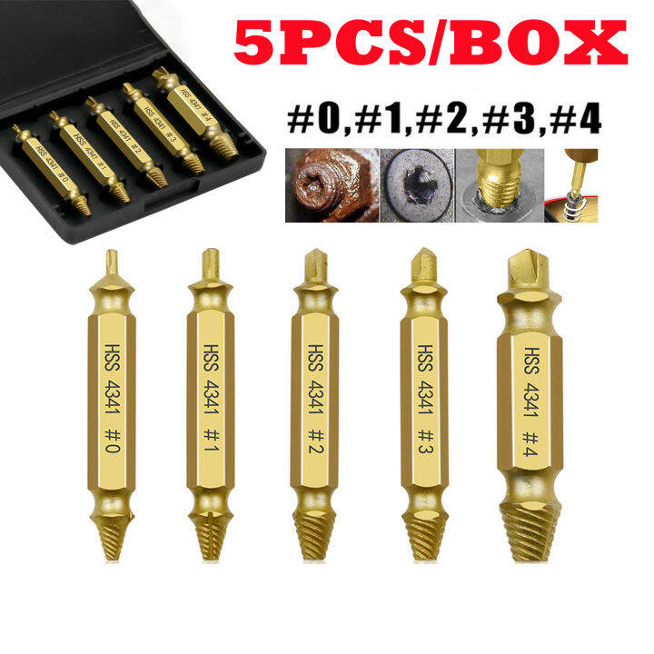 5PCS Broken Screw Extractor Set Screw Extractor Remover Doublehead Damaged Bolt Remover for