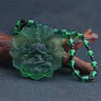 【YF】﹊◘  Liuli Buddha Amulet Charms Tibetan Buddhism Pendant Beads Glass Necklace