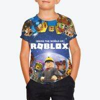 Roblox Children Boys Digital Printing Korean Version Cartoon Round Neck T-Shirt Student Daily Birthday Gift Party Top [5-15 Years Old]