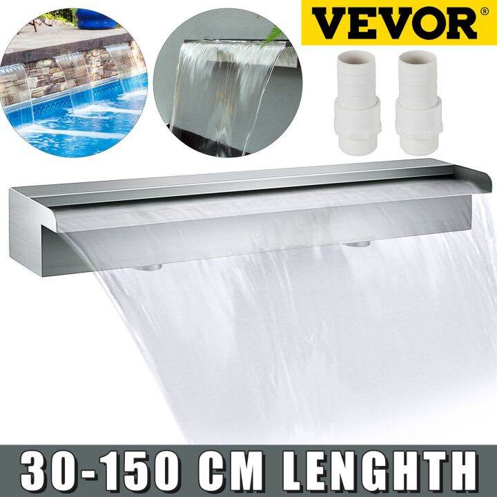 VEVOR Waterfall Pool Fountain Stainless Steel W/ Pipe Connector
