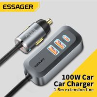 {SHANGLONG}Essager PD 100W USB ที่ชาร์จแบตในรถ4พอร์ต Type C โทรศัพท์มือถือเร็วสำหรับ iPhone 14 13 12 Xiaomi Samsung S22 S21