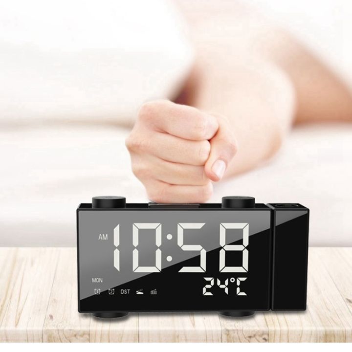 projection-alarm-clock-for-bedrooms-radio-alarm-clock-with-projection-alarms-fm-radio-indoor-dimmer-temperature-humidity