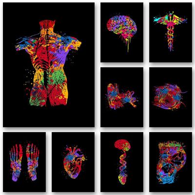 บทคัดย่อ Neural Connection Medical Art โปสเตอร์ Human Skeleton Anatomy พิมพ์โลโก้ Wall Decor