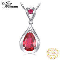 JewelryPalace Water Drop 3.8ct Created Red Ruby 925 Sterling Silver Pendant Necklace for Women Gemstone Choker Without Chain