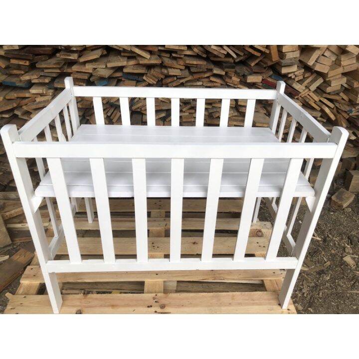 White ordinary wooden crib Lazada PH
