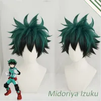 XFZHG ทนความร้อนได้สั้นสีดำและสีเขียวอนิเมะคอร์สเพลย์ My Hero Academia วิกผม Izuku Midoriya Duku วิกผมสังเคราะห์