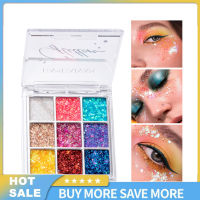 9สี Glitter Sequin Eyeshadow Palette Long Lasting Shiny Eye Shadow Kit Eye Pigments เครื่องมือแต่งหน้า