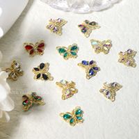 10pcs Colorful Crystal Glass Rhinestone Nail Parts Hollow Out Butterfly Nail Charms Jewelry DIY Nail Art Decoration Accessories