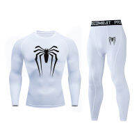 2023ผู้ชายชุดชั้นในความร้อนชุด MMA Rashguard ชุดฟิตเนสกีฬา Leggings ชุดสีทึบผู้ชาย Comssion เสื้อผ้าชุด Men