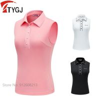 TTYGJ Summer Quick-dry T-shirts Golf Tank Tops Women Polo Vest Shirts Ladies Sleeveless Sports Turn-down Collar S-XL