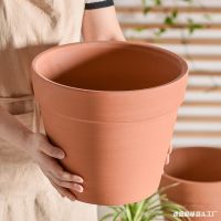 [COD] Large caliber high round red clay flowerpot with bottom hole green plant living room floor-to-ceiling breathable