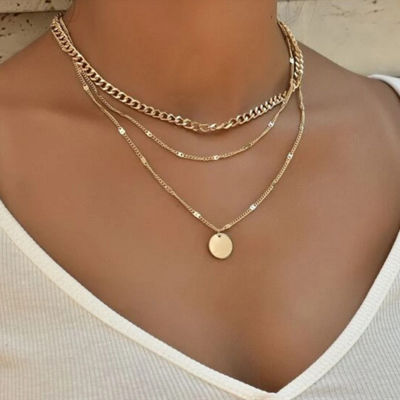 SUMENG 2022 New Fashion Vintage Necklace On Neck Gold Chain Womens Jewelry Layered Accessories For Women Girls Pendant Gifts