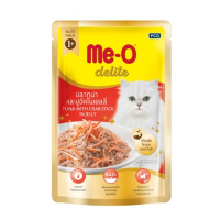 Me-O delite pouch 70g อาหารแมว มีโอ เพาซ์ ปลาทูน่า และปูอัด ในเยลลี่