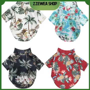 Summer Dog Clothes Cool Beach Hawaiian Style Dog Cat Shirt Short Sleeve  Coconut Tree Printing 2022