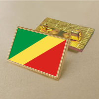 Republic of Congo flag pin 2.5*1.5cm zinc die-cast PVC colour coated gold rectangular medallion badge without added resin