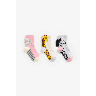 ถุงเท้าเด็กผู้หญิง Mothercare safari socks - 3 pack ZA606