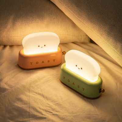 LED Night Light Toast Lamp Rechargeble Bread Maker Lights Bedroom Decoration Mood Light Sleeping Lamps Bedside Lighting