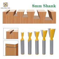 LANG TONG TOOL 5PCS 8mm Shank Dovetail Joint Router Bits Set 14 องศางานไม้แกะสลักบิตมิลลิ่งคัตเตอร์สําหรับไม้ LT002