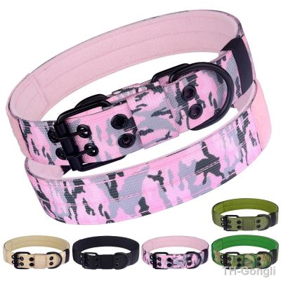 【hot】❍  Adjustable Camouflage Dog Collar Safety Locking Buckle Small Large