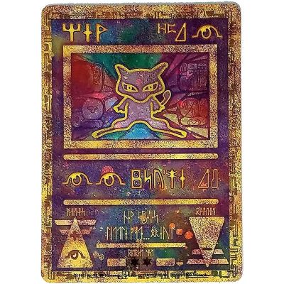 การ์ดสีทองโปเกมอน Mewtwo Pikachu โบราณการ์ดโลหะเกมอนิเมะเกมบัตรสะสมของเล่นของขวัญคริสต์มาสสำหรับเกมบัตรเด็ก